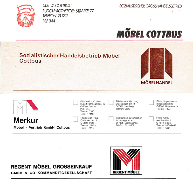 verschiedene Briefkopfbögen des Möbelhandels, Quelle: diese Webseite